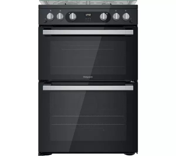 Hotpoint HDM67G0C2CB 60cm Double Oven Gas Cooker with Gas Hob - Black