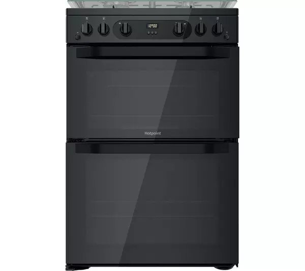 Hotpoint HDM67G0CCB 60cm Double Oven Gas Cooker - Black