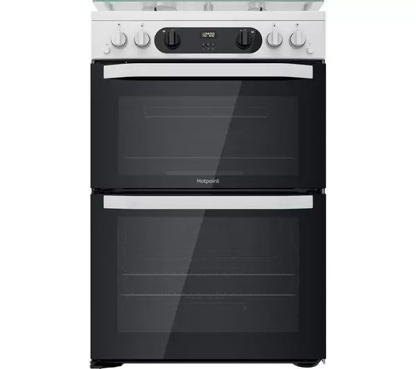Hotpoint HDM67G0CCW 60cm Double Oven Gas Cooker - White