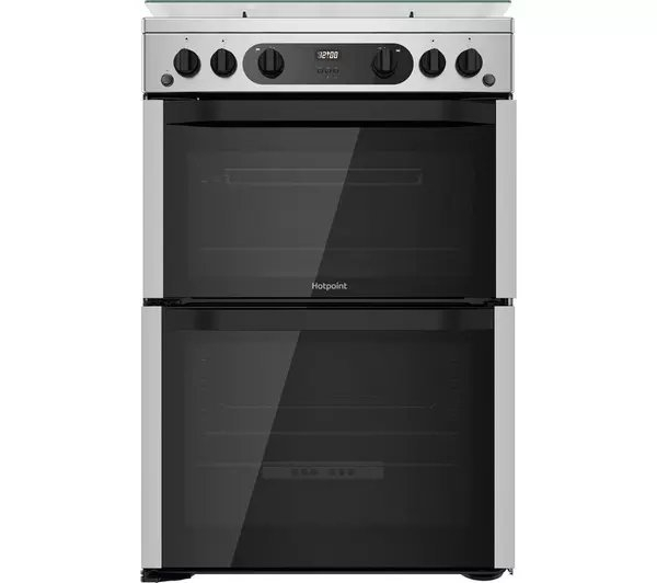 Hotpoint HDM67G0CCX 60cm Double Oven Gas Cooker - Stainless Steel