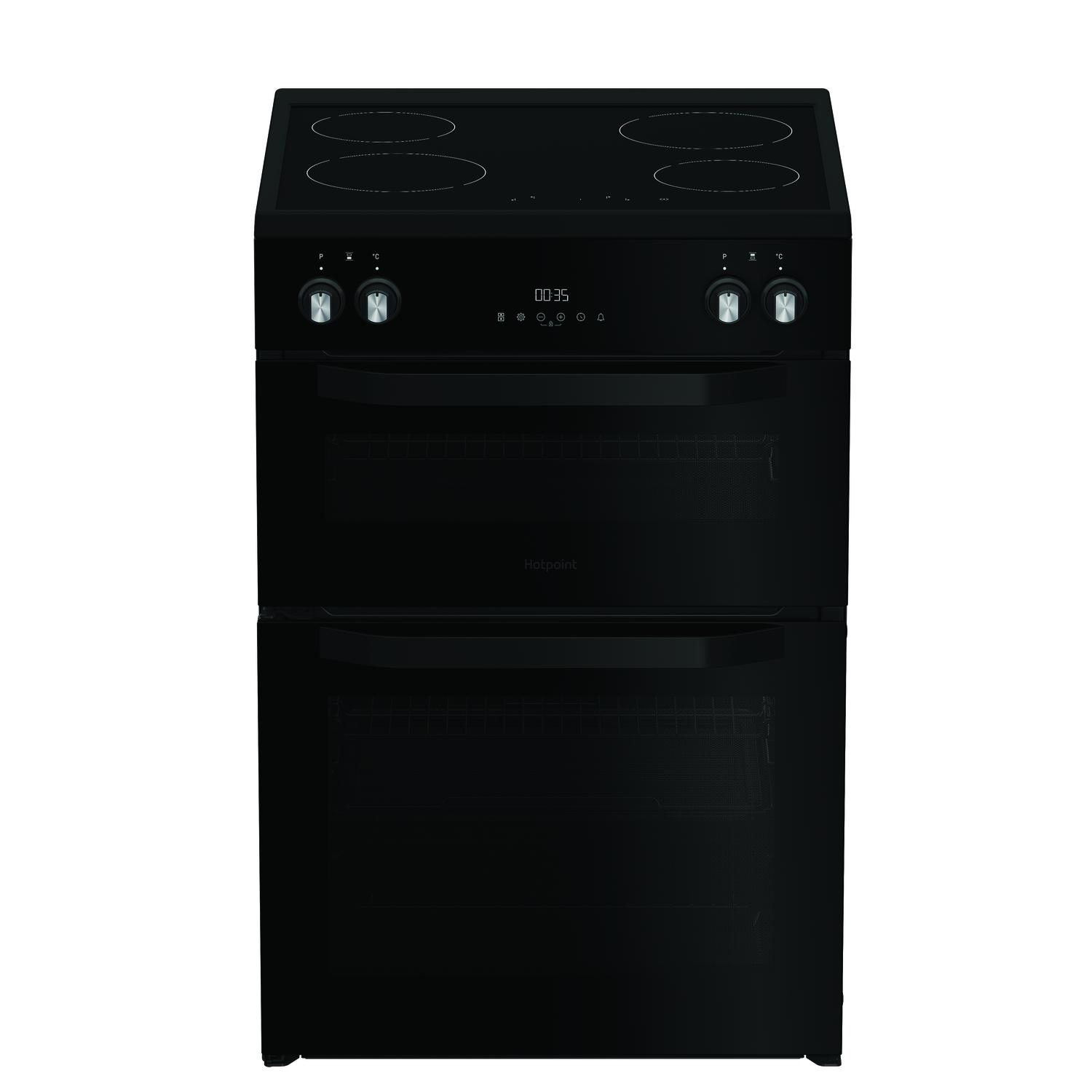 Hotpoint HDME6VDC2AB 60cm Double Oven Electric Cooker with Ceramic Hob - Black
