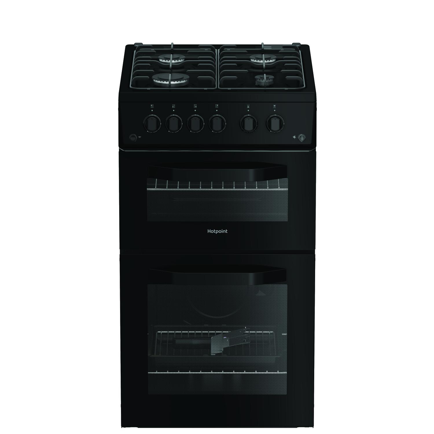 Hotpoint HTG5GCB 50cm Double Oven Gas Cooker with Gas Hob - Black