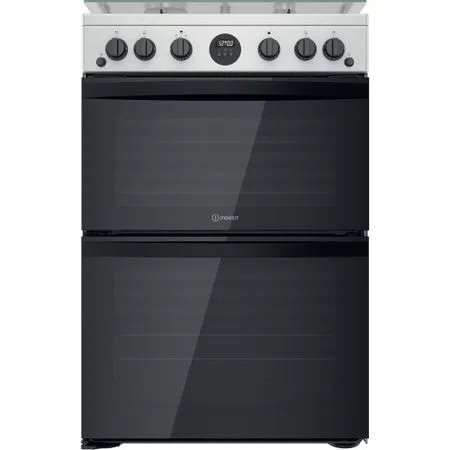 Indesit ID67G0MCXUK 60cm Double Oven Gas Cooker with Gas Hob - Stainless Steel