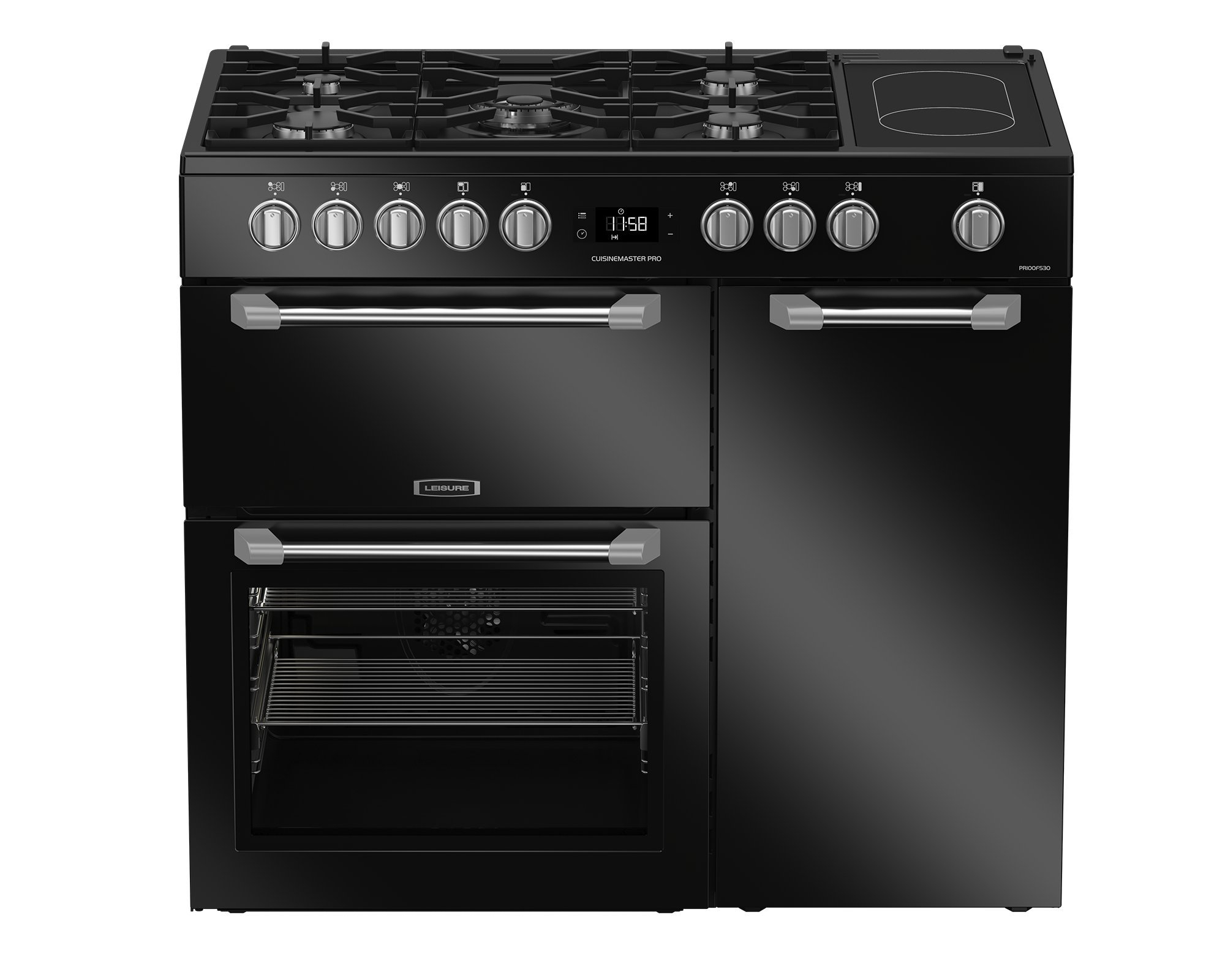 Leisure PR100F530K 100cm Dual Fuel Rangecooker with 3 Ovens and Gas Hob - Black