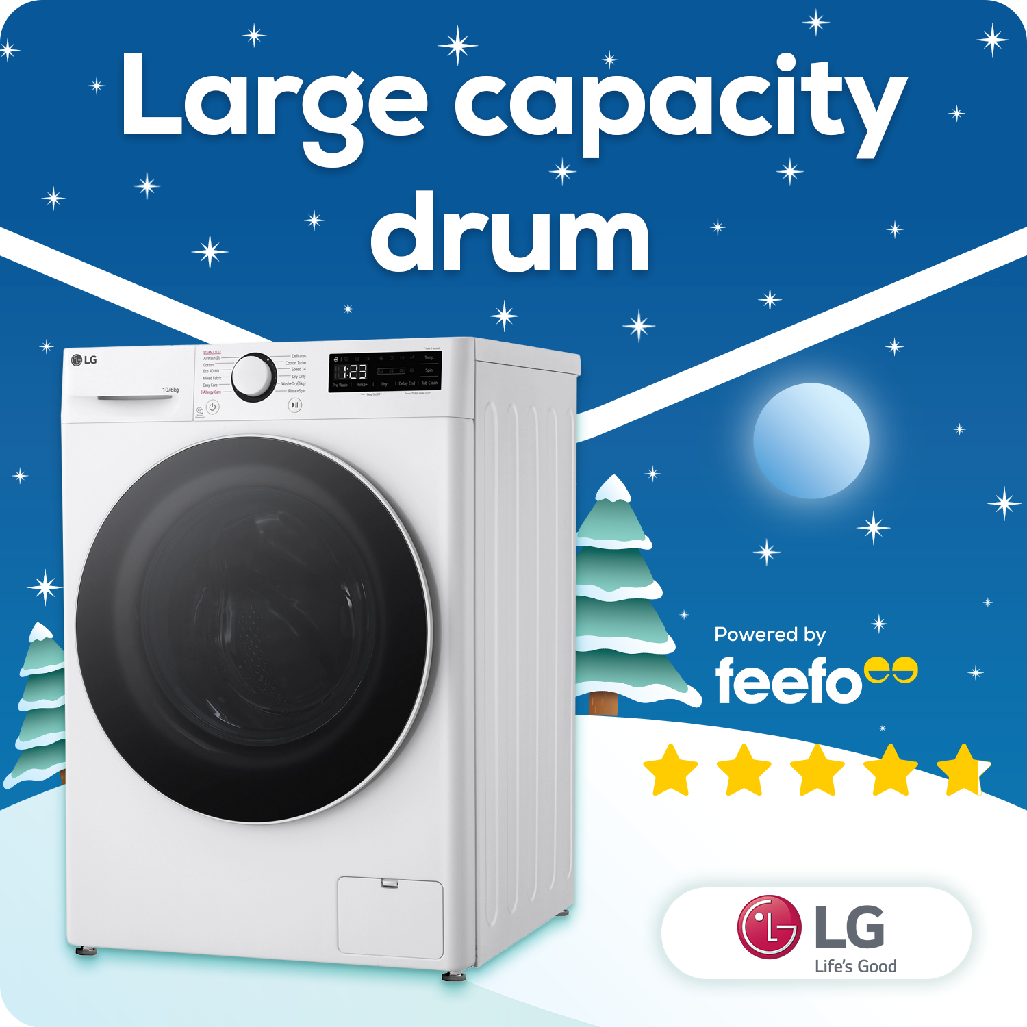 LG FWY606WWLN1 10kg/6kg 1400 Spin Washer Dryer - White