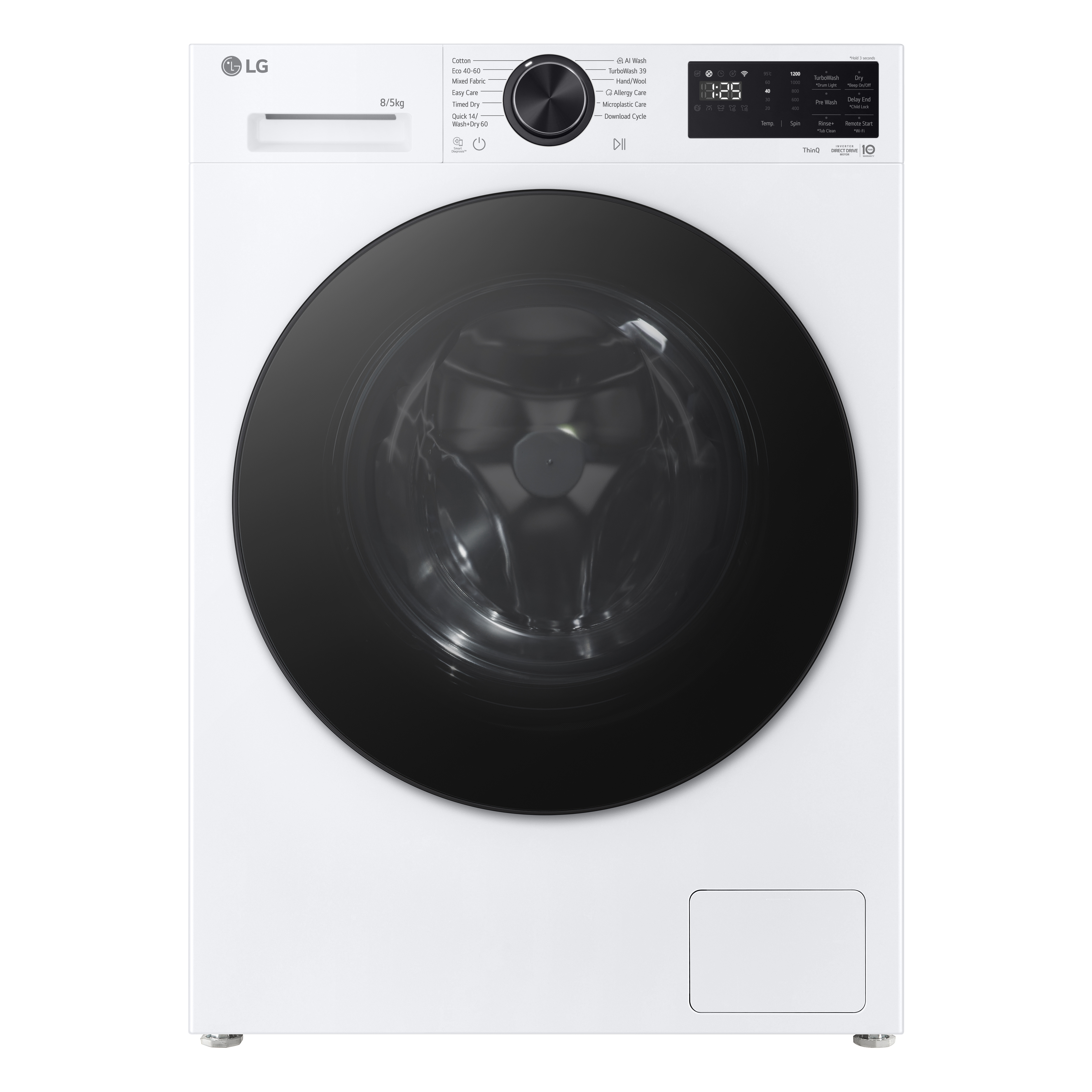 LG Series 3 AI Direct Drive W2X5085TLB 8kg Washer Dryer - White  