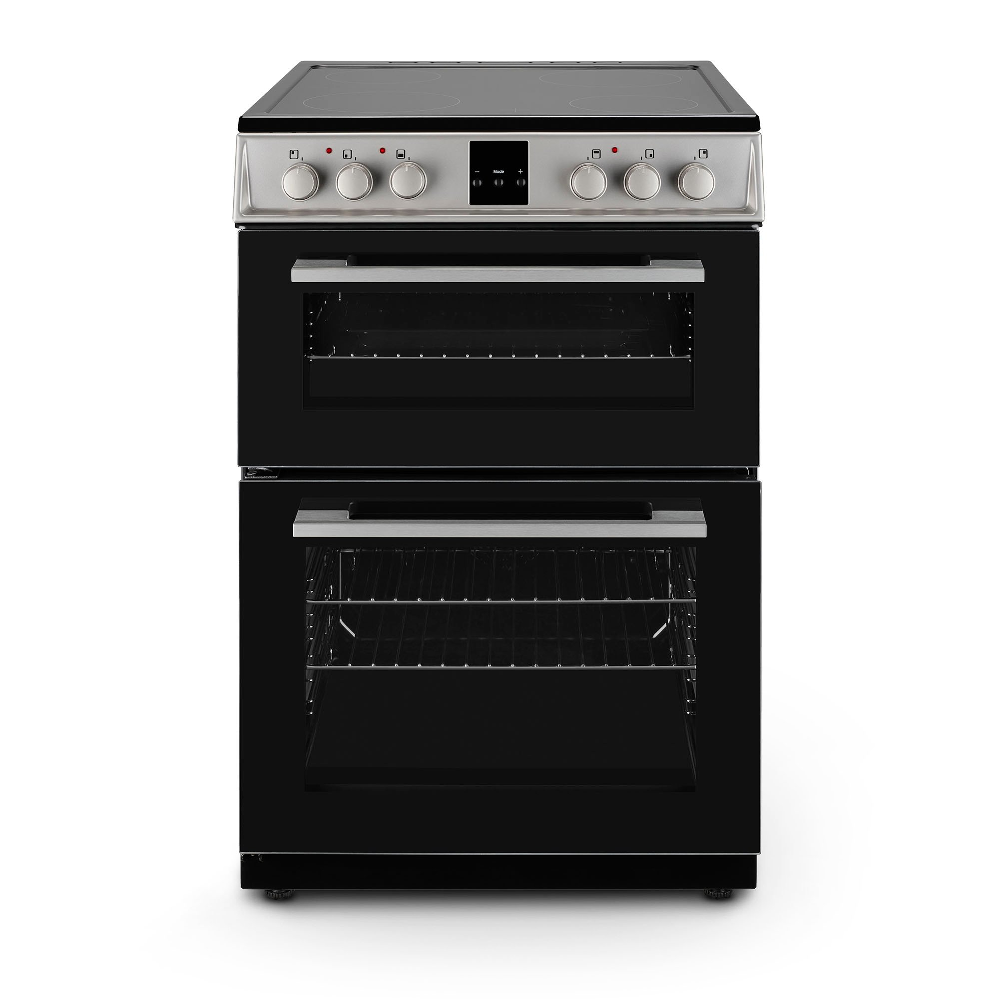 Montpellier MDOC60FS 60cm Double Oven Electric Cooker with Ceramic Hob - Silver