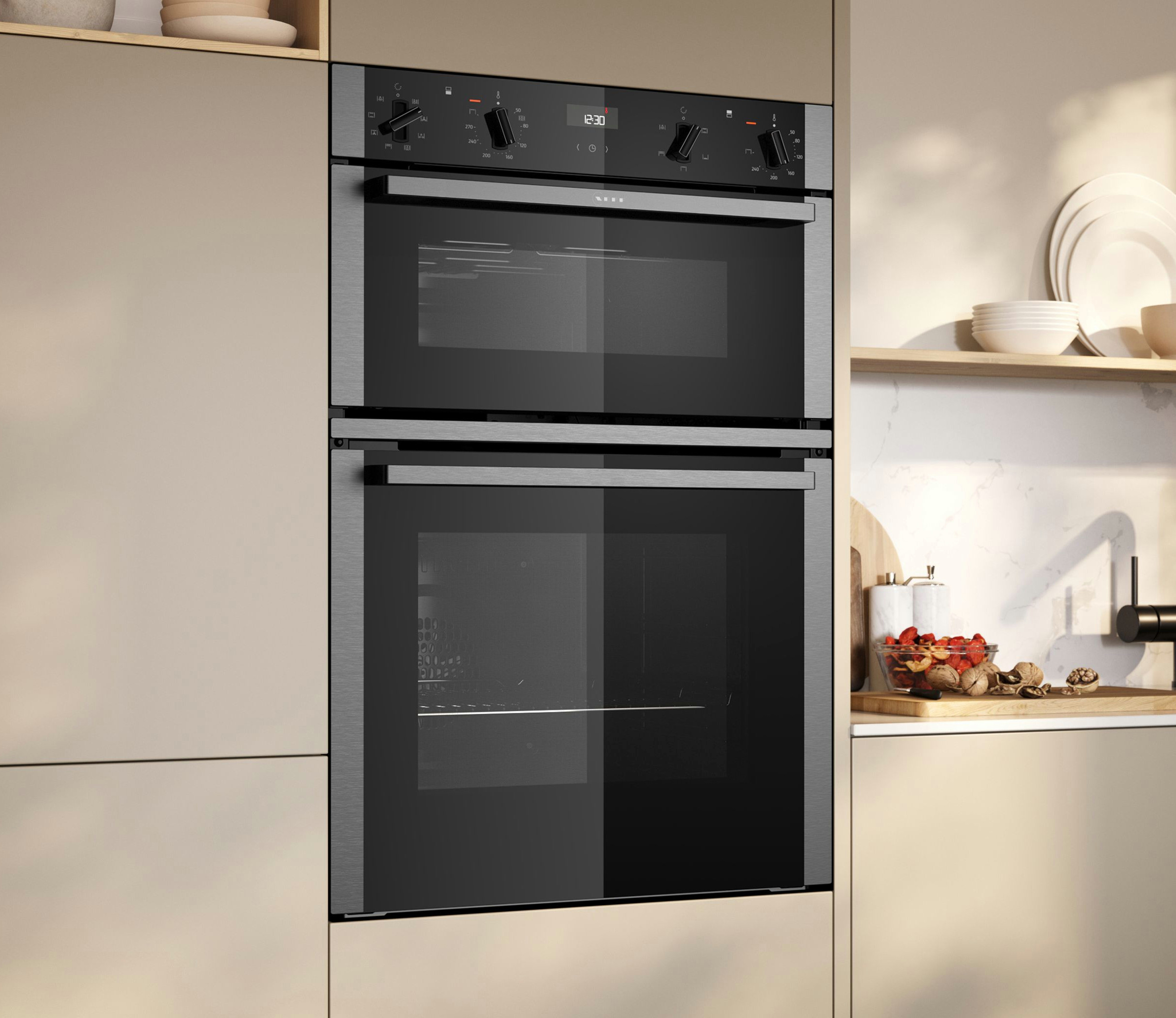 Neff U1ACE2AN3B 59.4cm Built In Electric Double Oven - Stainless Steel