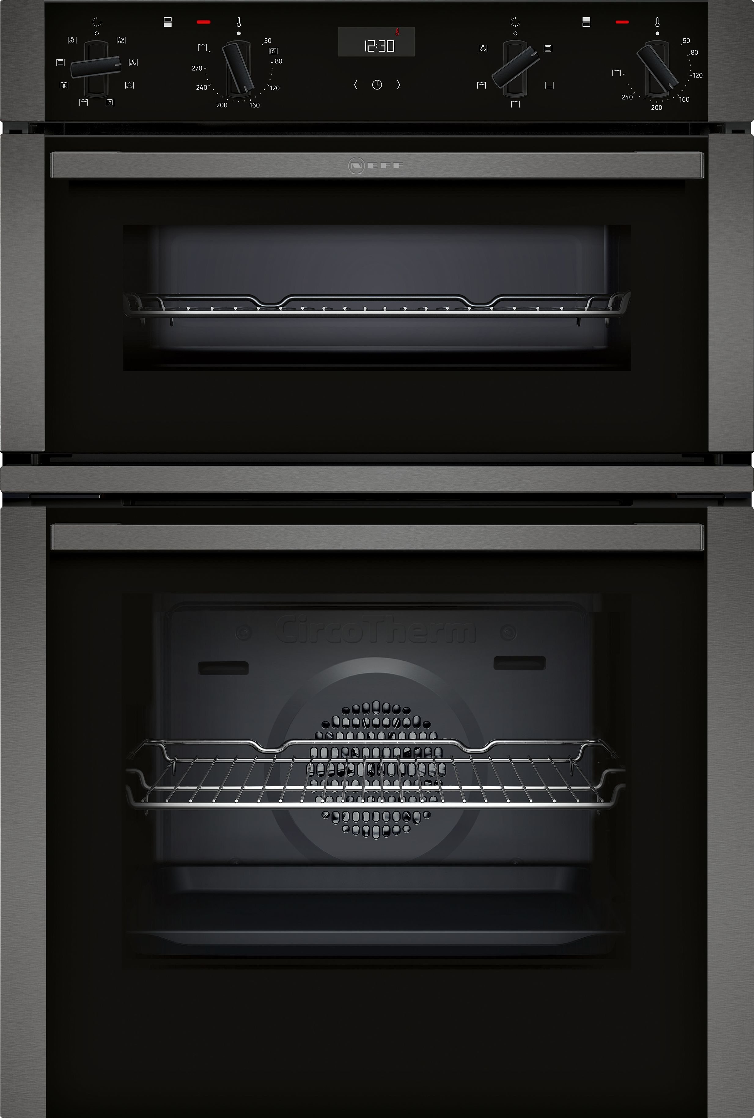 NEFF U1ACE2HG0B 59.4cm Built In Electric Double Oven - Black with Graphite Trim