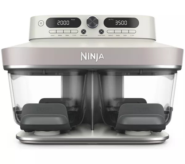 Ninja DD102UKIV2 Dual Zone 8-in-1 Function Glass Air Fryer - Bone