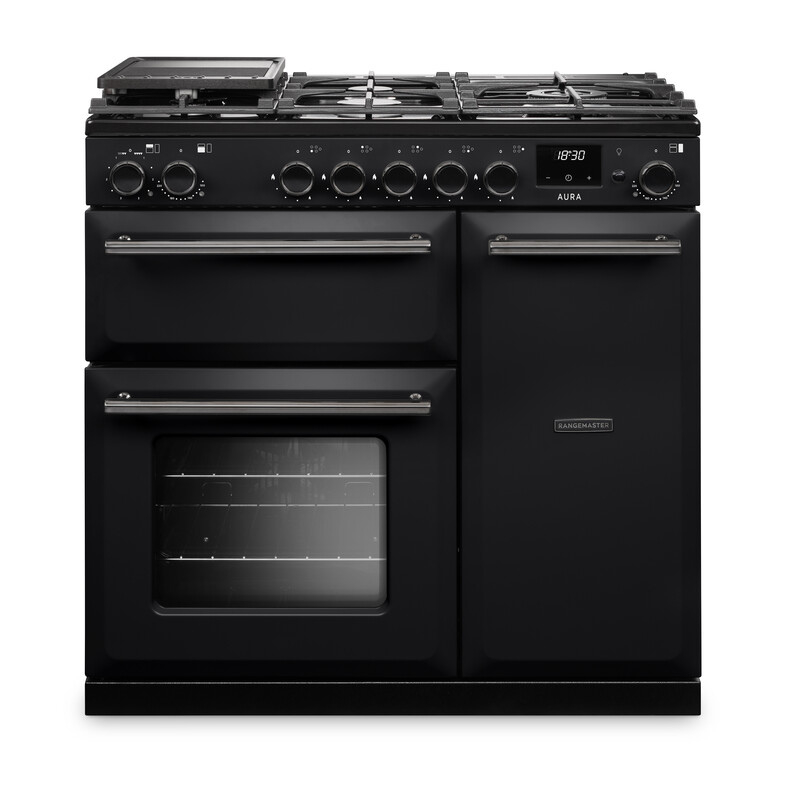Rangemaster Aura AURA90DFPCBL/YX1 90cm Dual Fuel Black - Onyx