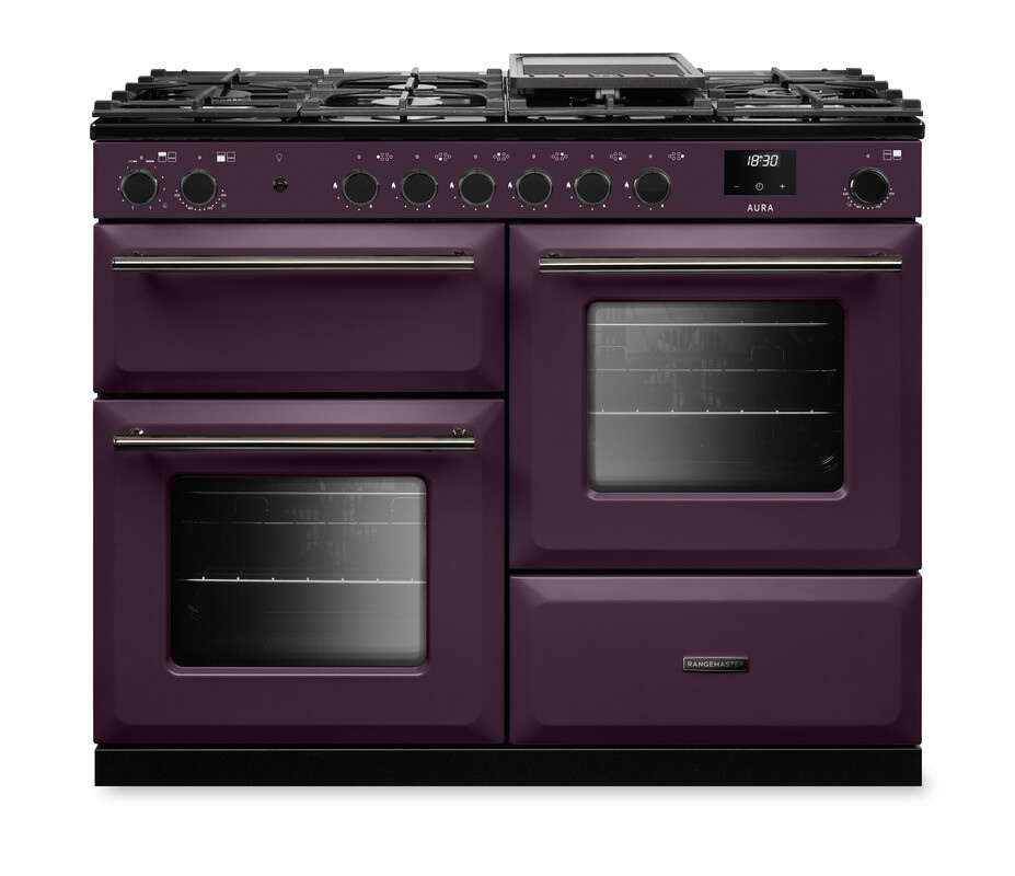 Rangemaster Aura AURAO110DFPPLM/YX1 110cm Dual Fuel Plum - Onyx