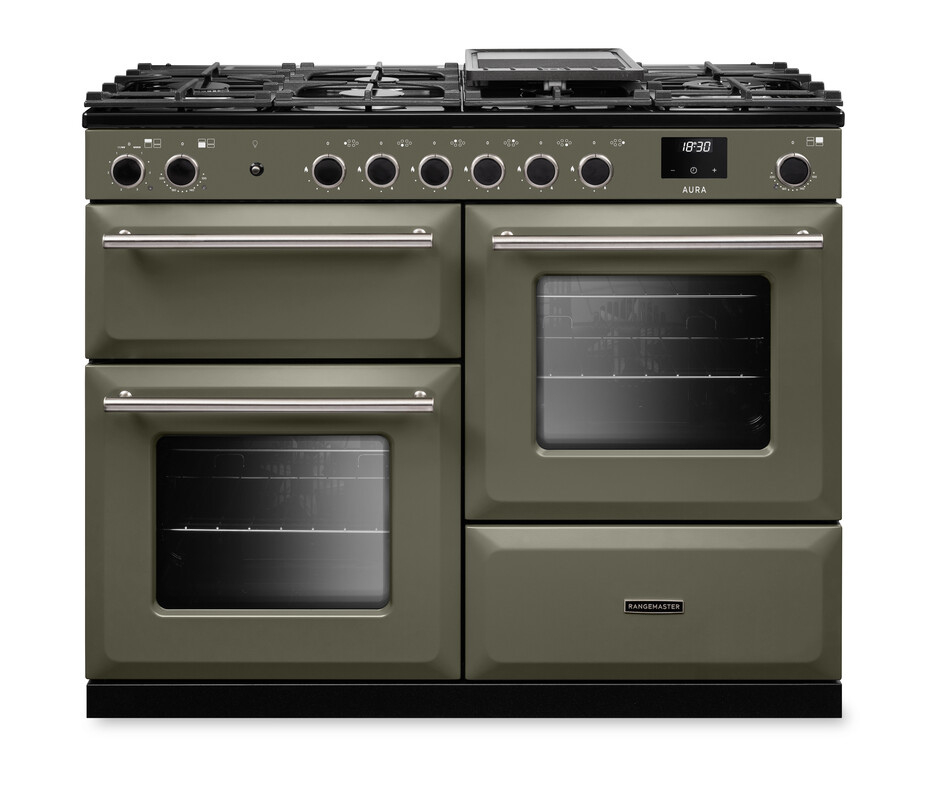 Rangemaster Aura AURAO110DFPRBD/BN1 110cm Dual Fuel Riverbed - Brushed Nickel