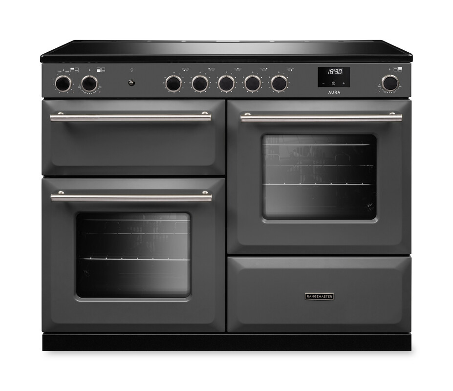 Rangemaster Aura AURAO110EIPSLT/BN1 110cm Induction Slate (Paint) - Brushed Nickel