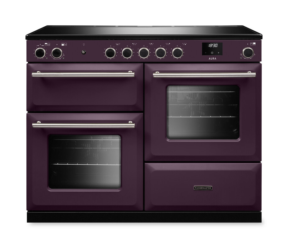 Rangemaster Aura AURAO110EIPPLM/BN1 110cm Induction Plum - Brushed Nickel