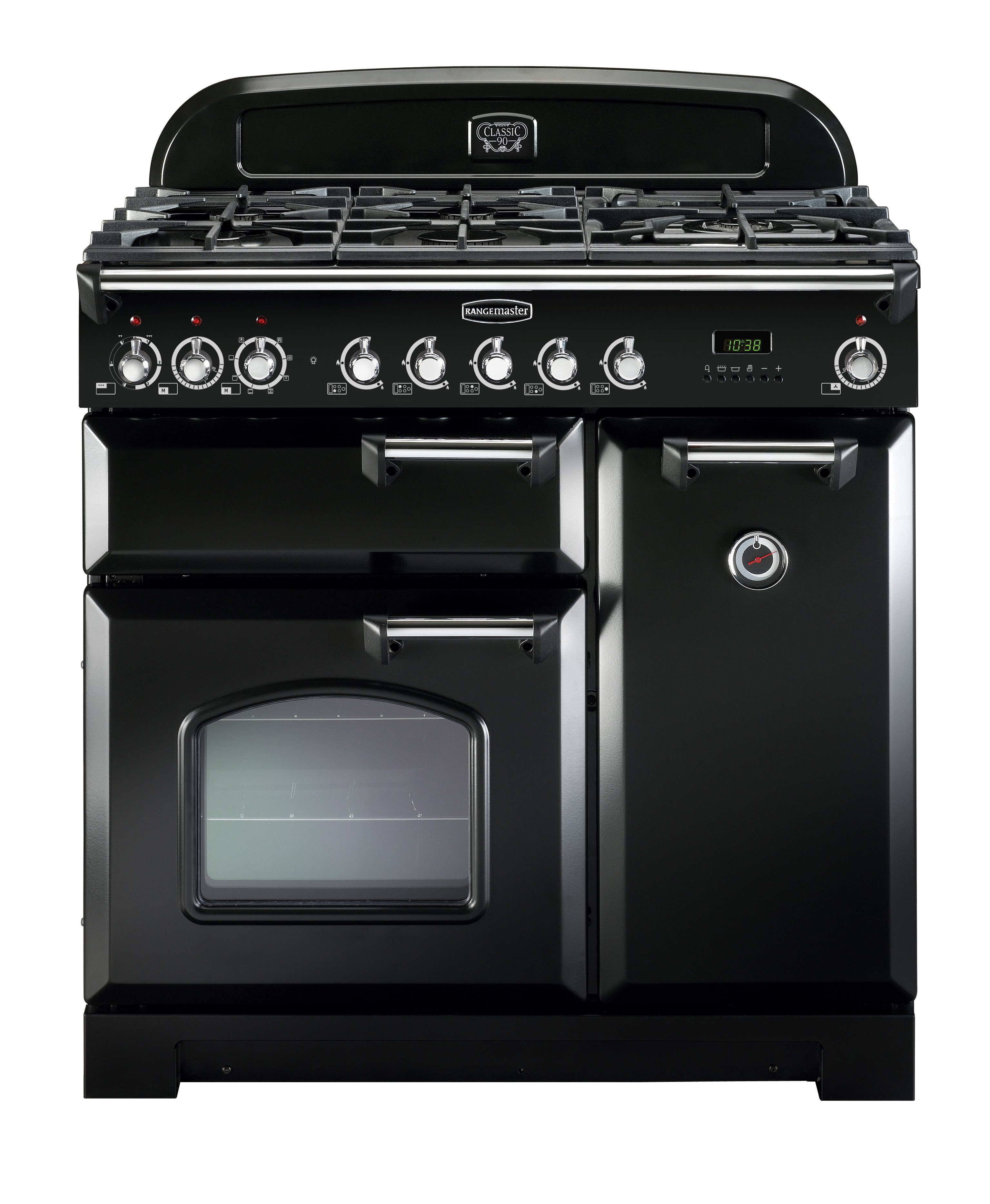 Rangemaster CDL90DFFBL/C 90cm Dual Fuel Rangecooker with Double Oven and Gas Hob - Black