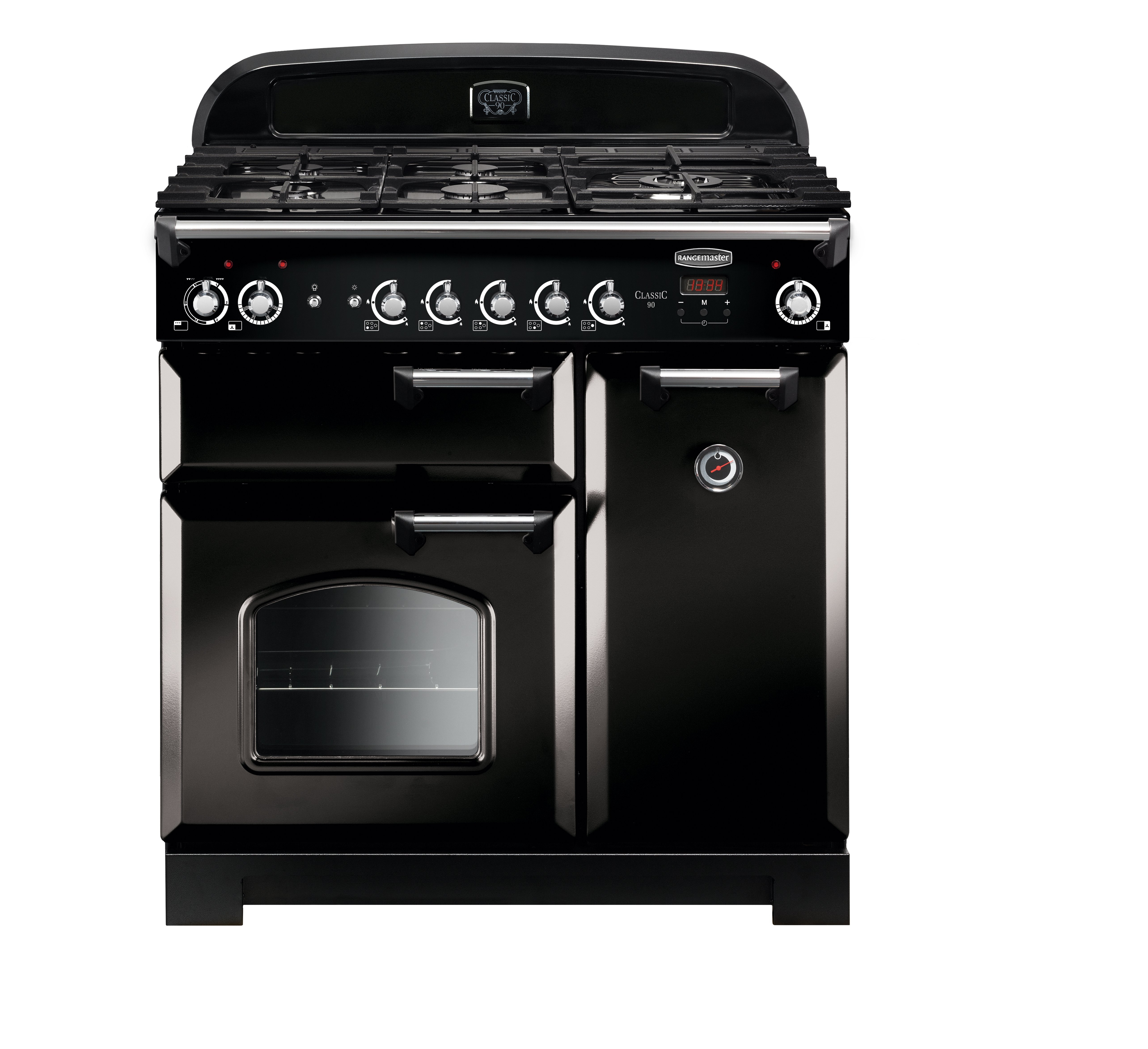 Rangemaster CLA90DFFBL/C 90cm Dual Fuel Rangecooker with Double Oven and Gas Hob - Black