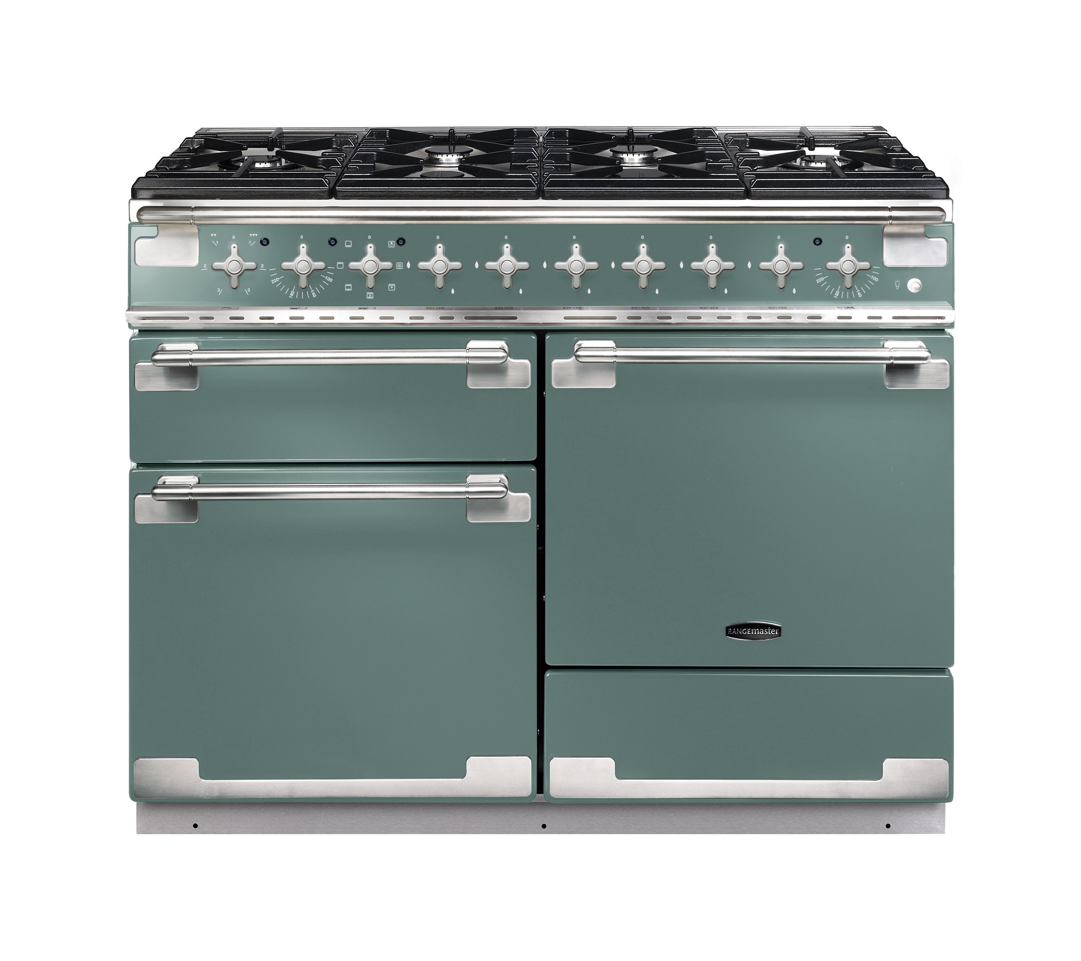 Rangemaster ELS110DFFMG/ 110cm Elise Dual Fuel Rangecooker with Double Oven and Gas Hob - Mineral Green