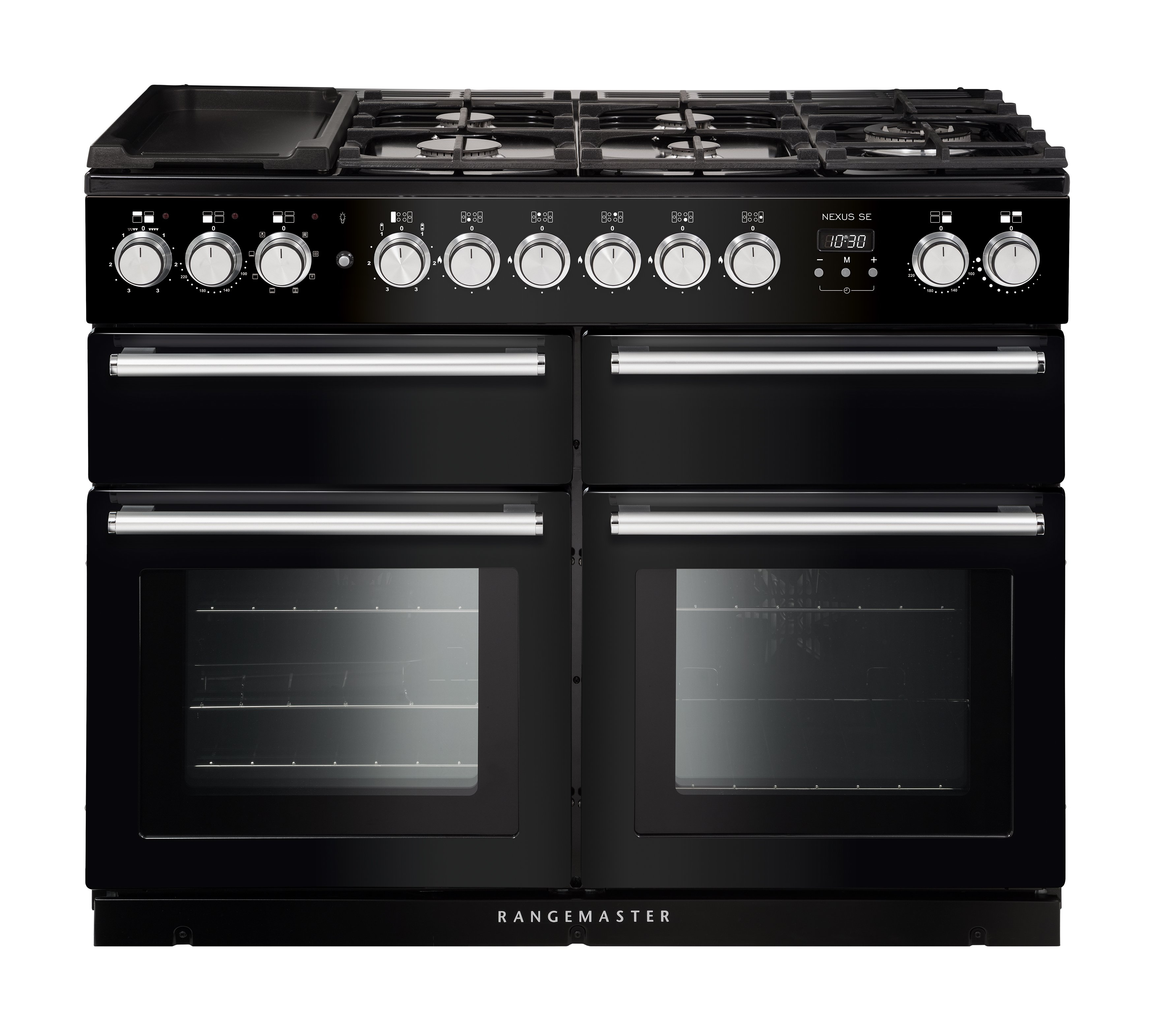Rangemaster NEXSE110DFFBL/C 109.2cm Dual Fuel Rangecooker with Double Oven and Gas Hob - Black