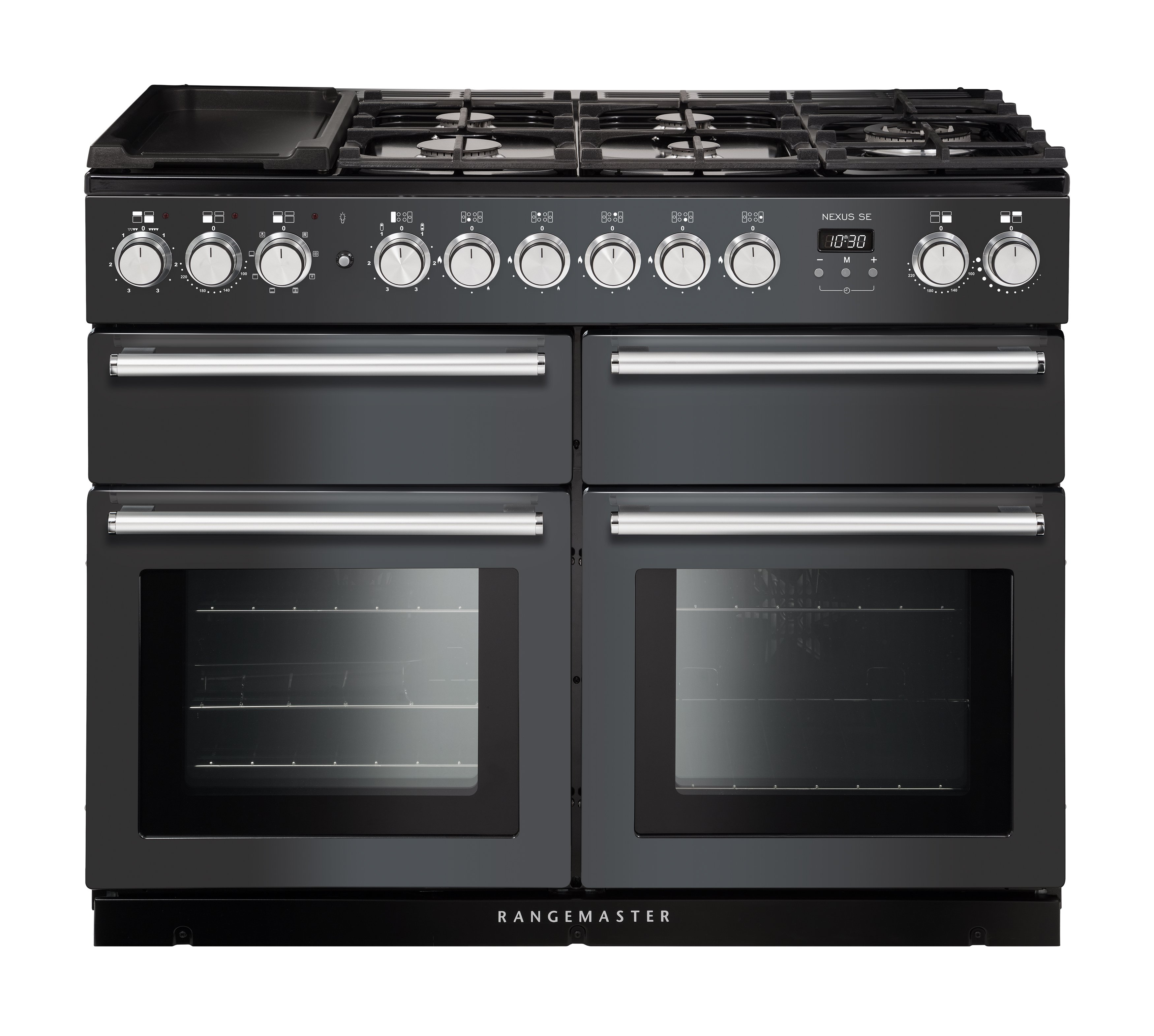 Rangemaster NEXSE110DFFSL/C 109.2cm Dual Fuel Rangecooker with Double Oven and Deluxe Hot Plate Hob - Slate