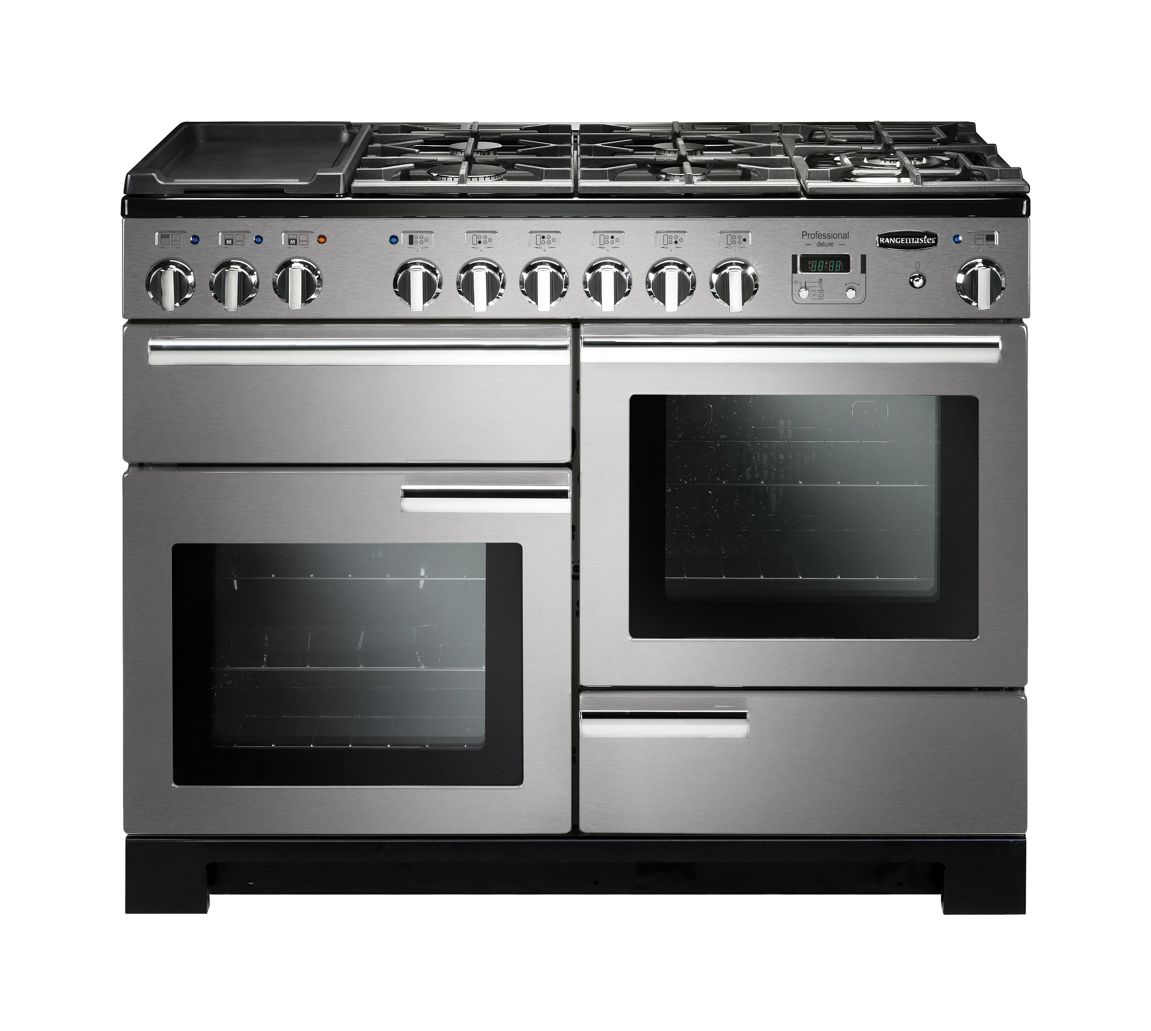 Rangemaster PDL110DFFSS/C 109.2cm Dual Fuel Rangecooker with Double Oven and Deluxe Hot Plate Hob - Stainless Steel