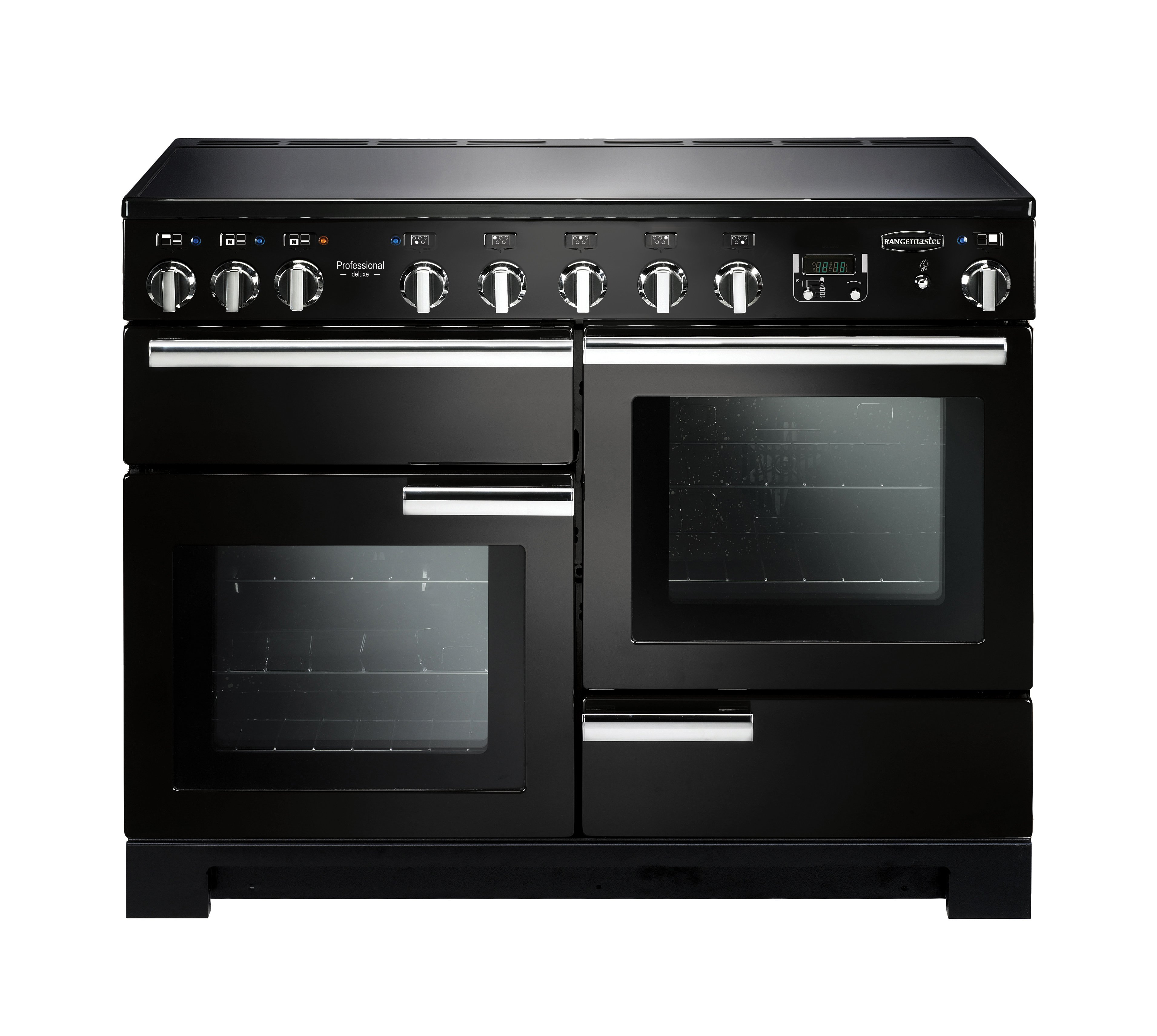 Rangemaster PDL110EIGB/C 110cm Electric Rangecooker with Double Oven and Induction Hob - Black