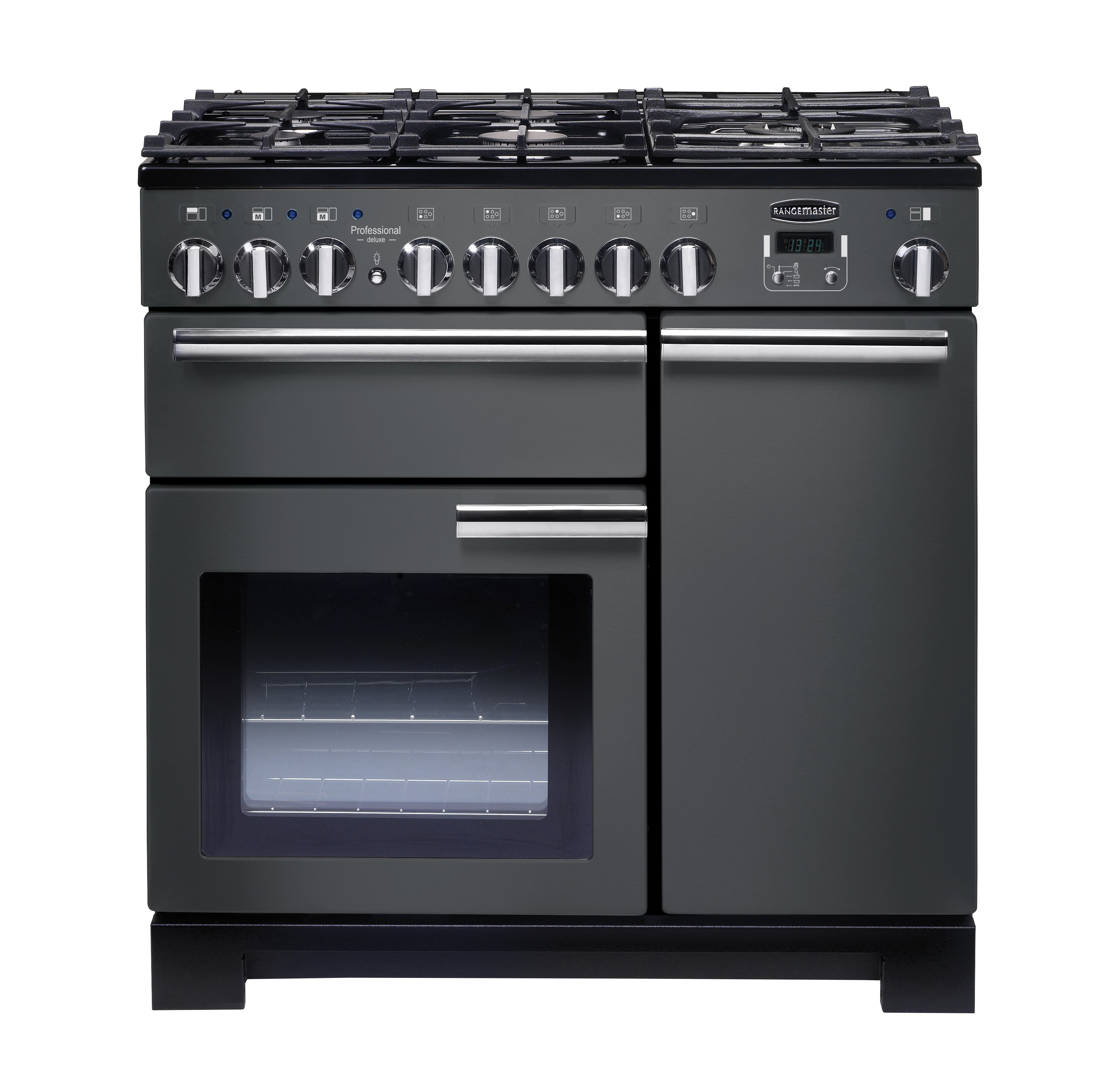 Rangemaster PDL90DFFSL/C 90cm Dual Fuel Rangecooker with Double Oven and Gas Hob - Slate