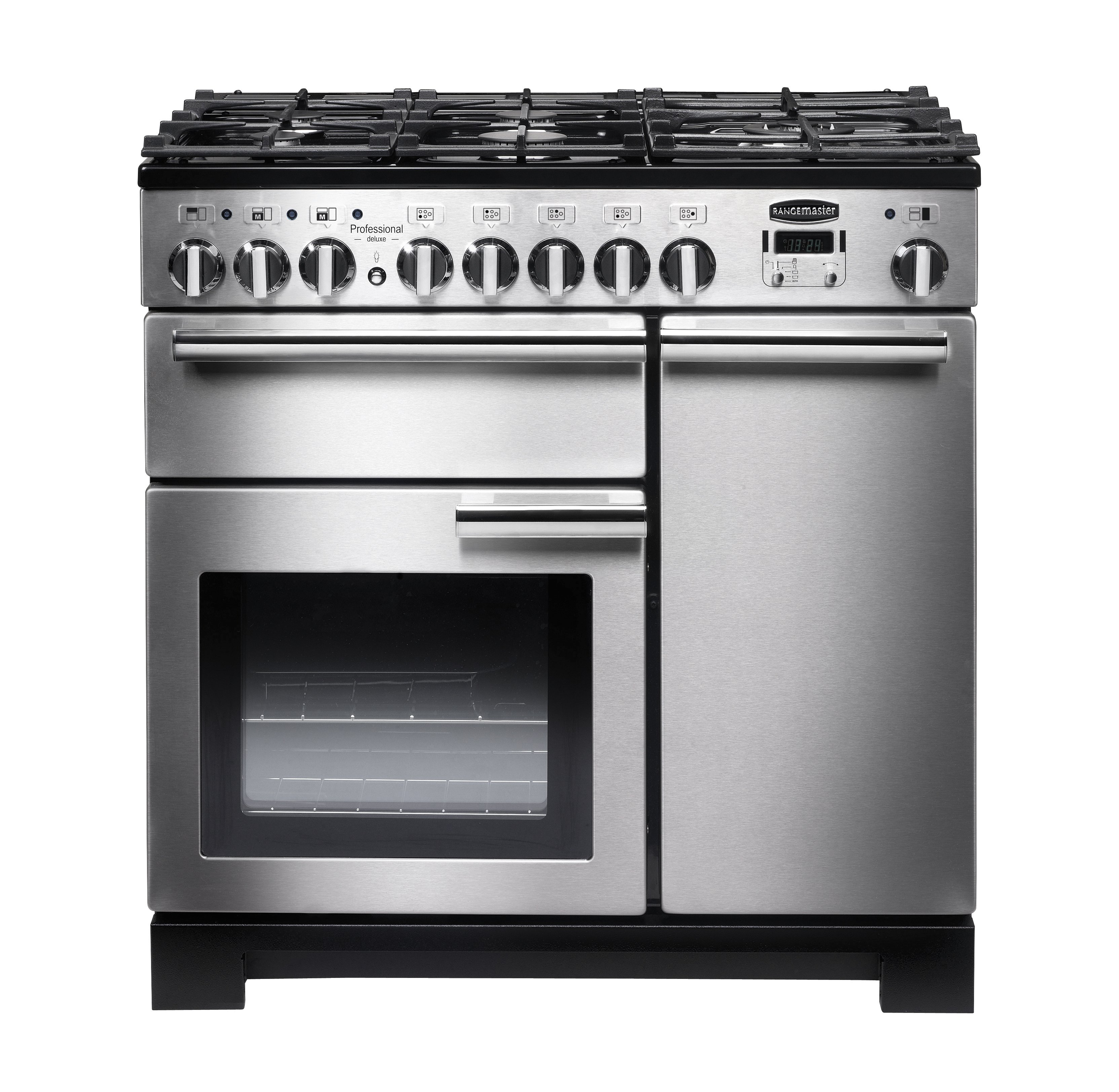 Rangemaster PDL90DFFSS/C 90cm Dual Fuel Rangecooker with Double Oven and Gas Hob - Stainless Steel