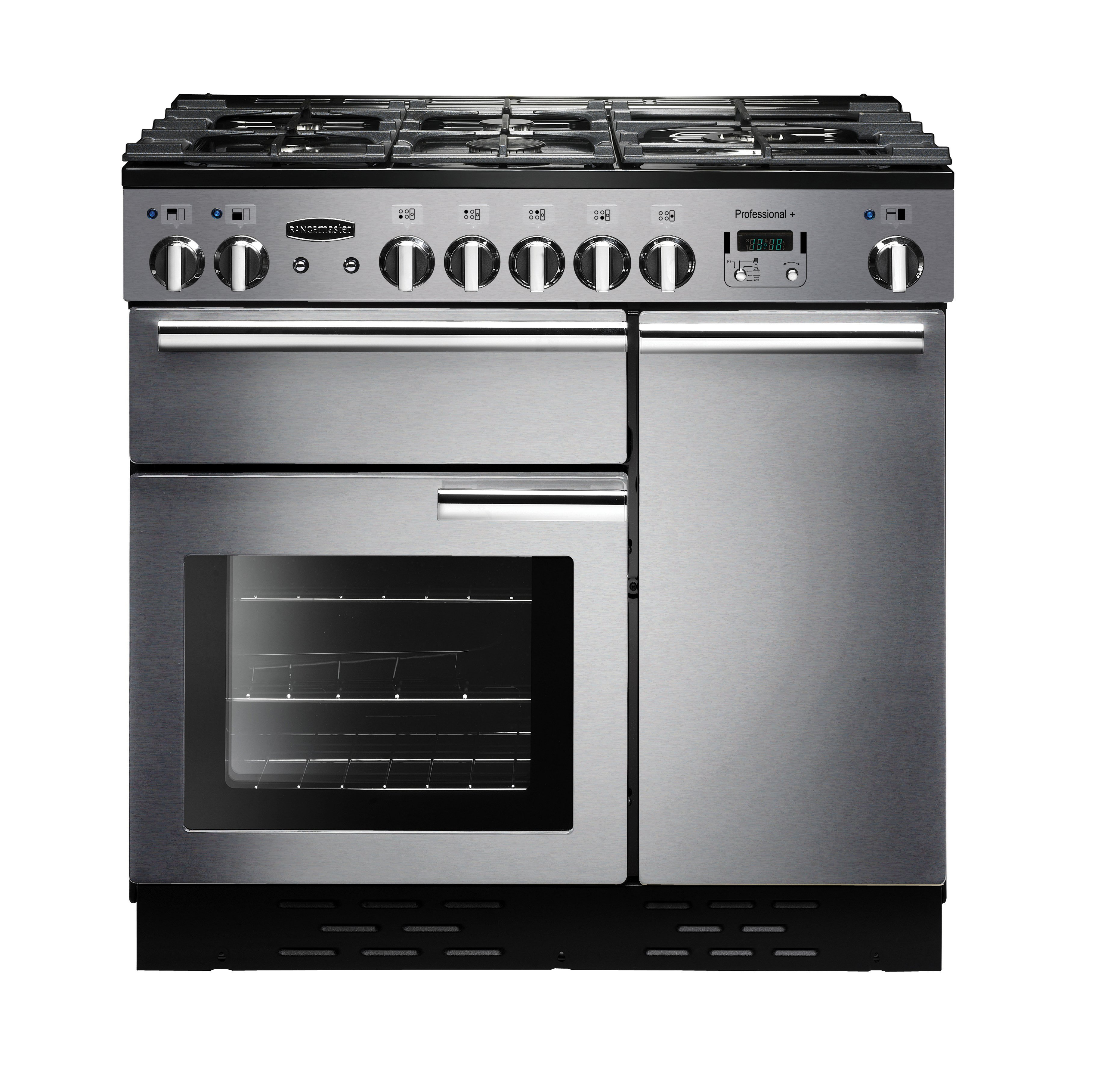 Rangemaster PROP90DFFSS/C 90cm Dual Fuel Rangecooker with Double Oven and Gas Hob - Stainless Steel
