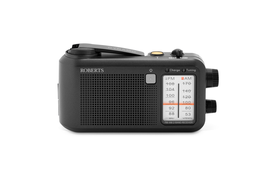 Roberts Radio R9957S FM/AM Multi-powered Portable Radio with Built-in Rechargeable Battery - Black