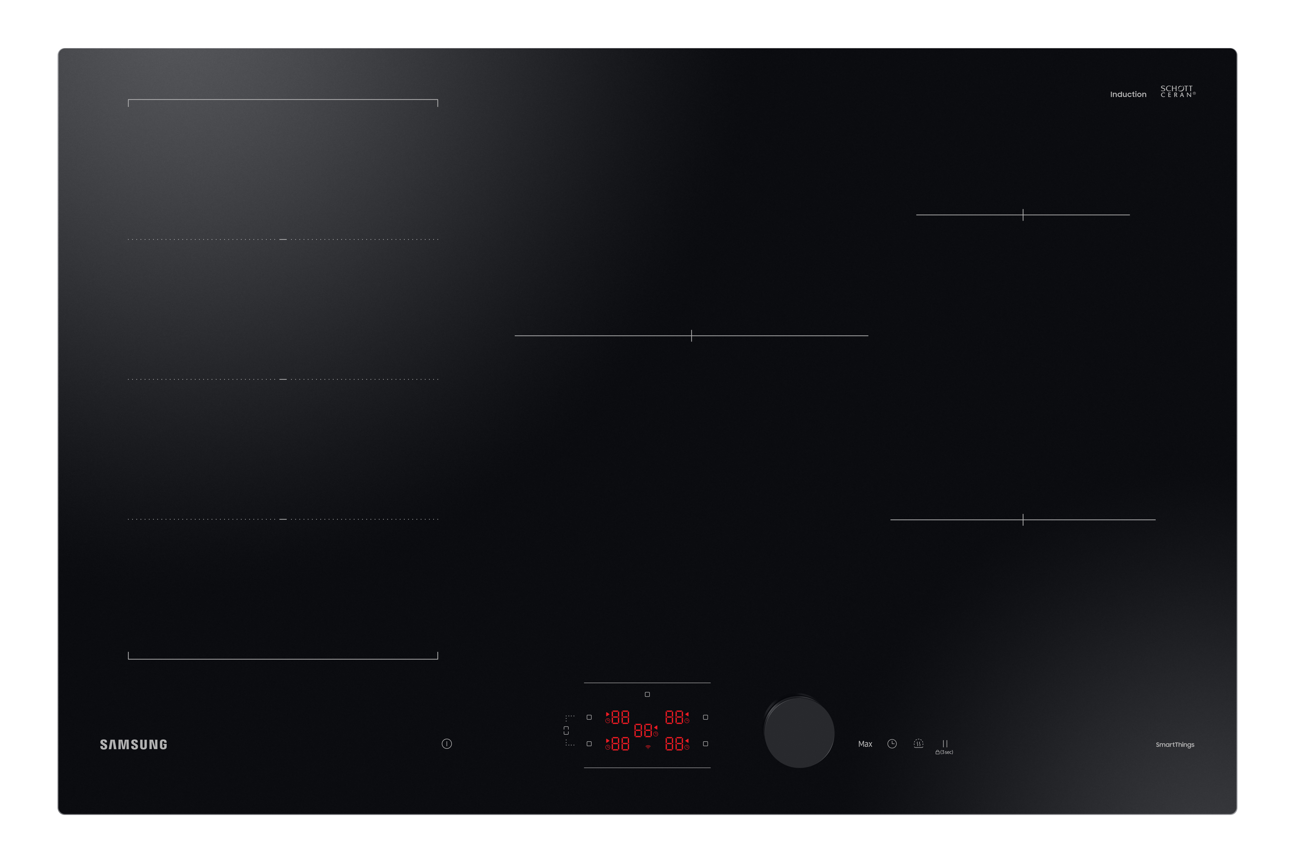 Samsung NZ85C6058FK/U1 Slim Fit 80cm 5 Burner Induction Hob with Flex Zone Plus - Black