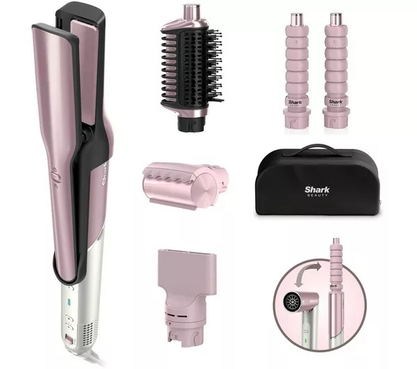 Shark HD6051SUKPK Glam Sleek Straight Waves & Curls Multi Styler - Pink