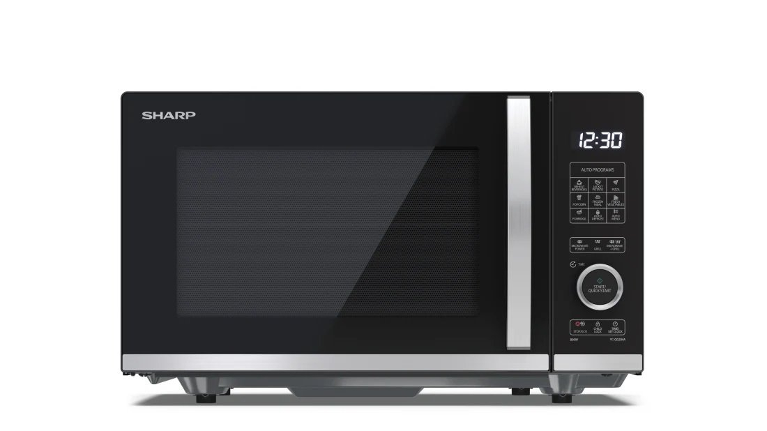 Sharp YC-QG204AU-B 20 Litres Flatbed Microwave Oven with Grill - Black