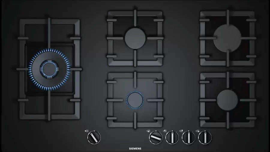 Siemens EP9A6SB90 IQ500 90cm Tempered Glass Gas Hob - Black