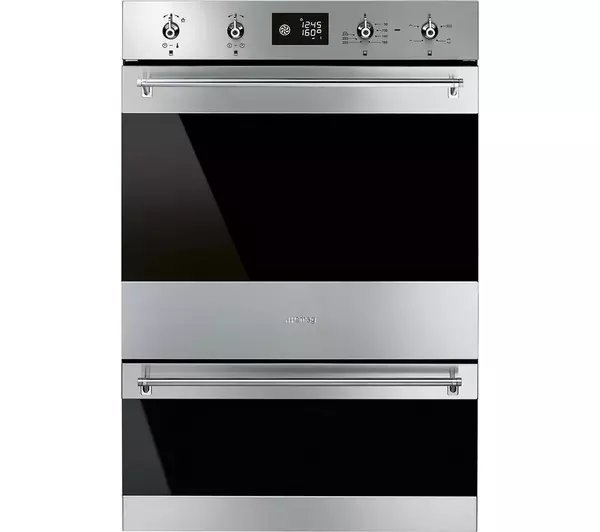Smeg Classic DOSP6390X 59.7cm Built In Electric Double Pyrolytic Oven - Black & Stainless Steel