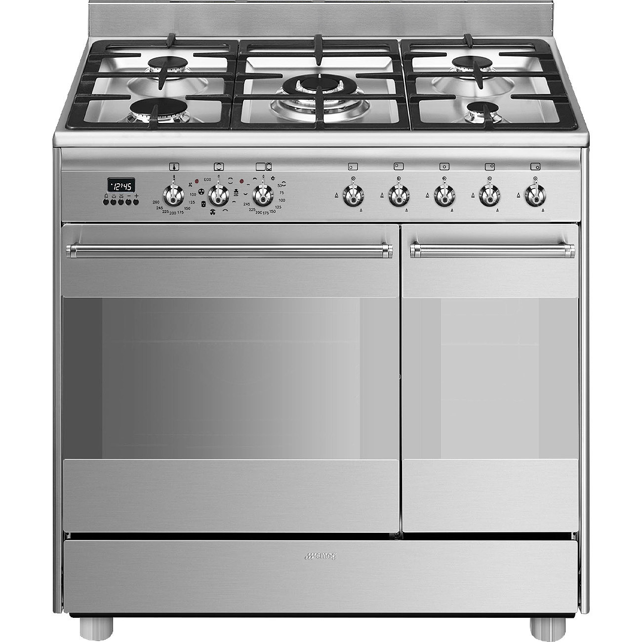 Smeg SCB92MX8 79.7cm Dual Fuel Rangecooker with Double Oven and Gas Hob - Stainless steel