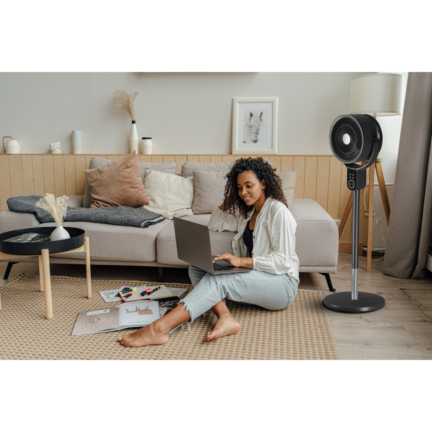 Vybra VS001-OFG Dual Height Tilt & Swing Oscillating Fan - Graphite