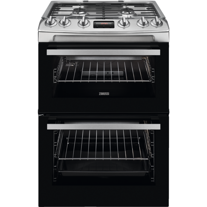 Zanussi ZCG63260XE 60cm Double Oven Gas Cooker with Gas Hob - Stainless Steel
