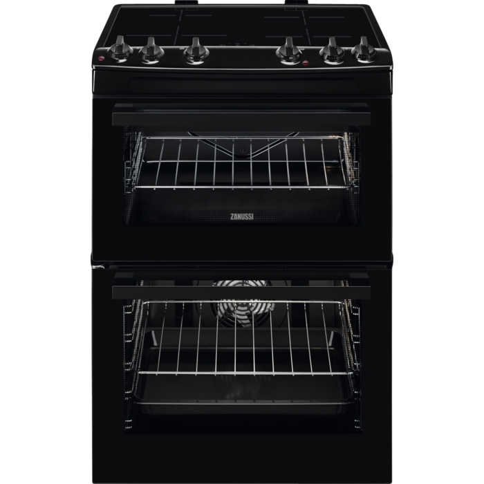 Zanussi ZCI66080BA 60cm Double Oven Electric Cooker with Induction Hob - Black