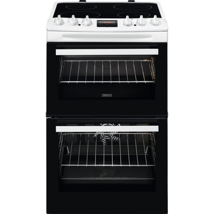 Zanussi ZCV46250WA 55cm Double Electric Cooker with Ceramic Hob - White