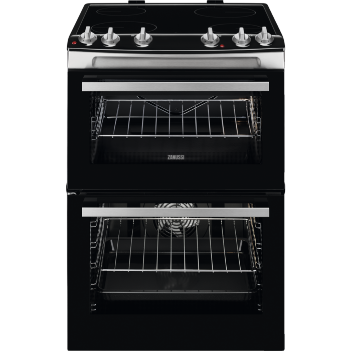 Zanussi ZCV66050XA 60cm Double Oven Electric Cooker with Ceramic Hob - Stainless