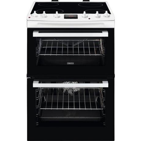 Zanussi ZCV66078WA 60cm Electric Double Oven with Ceramic Hob - White