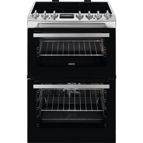 Zanussi ZCV69360XA 60cm Double Oven Electric Cooker with Ceramic Hob - Stainless Steel