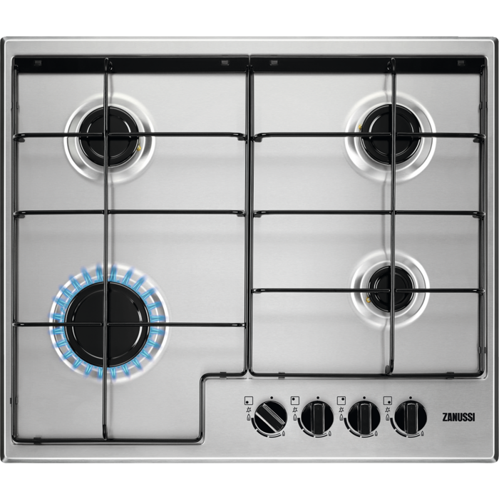 Zanussi ZGNN642X 59.4cm Gas Hob - Stainless Steel