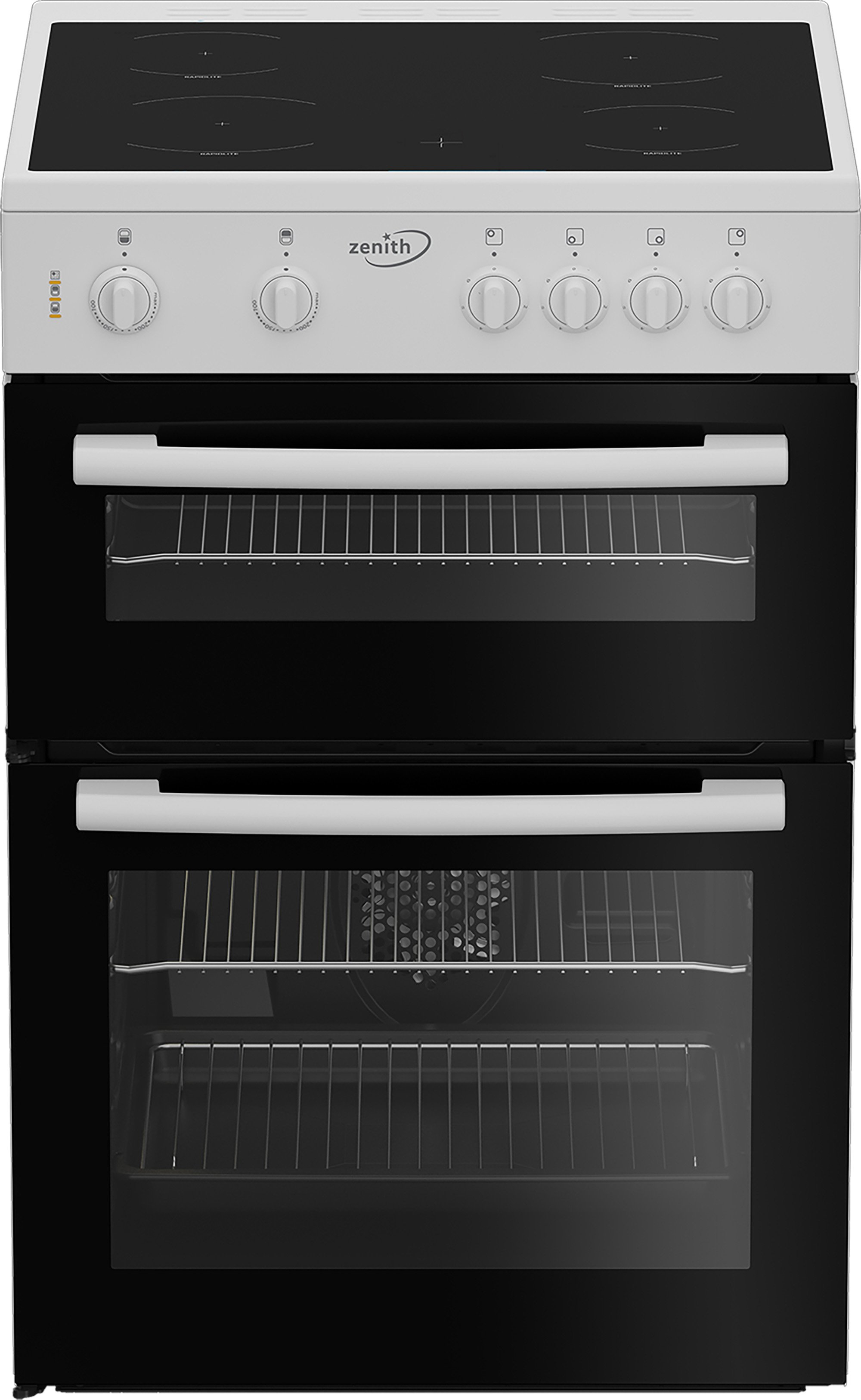 Zenith ZE605W 60cm Twin Cavity Electric Cooker with Ceramic Hob - White