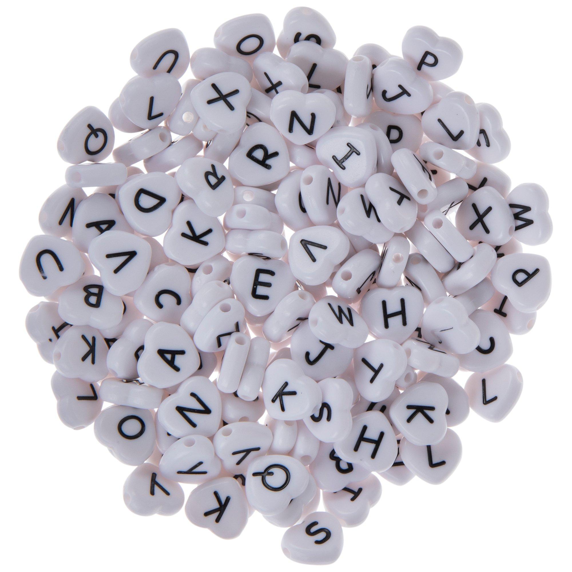 500pcs Acrylic Alphabet Beads Heart & Round Shaped Beads, Ideal