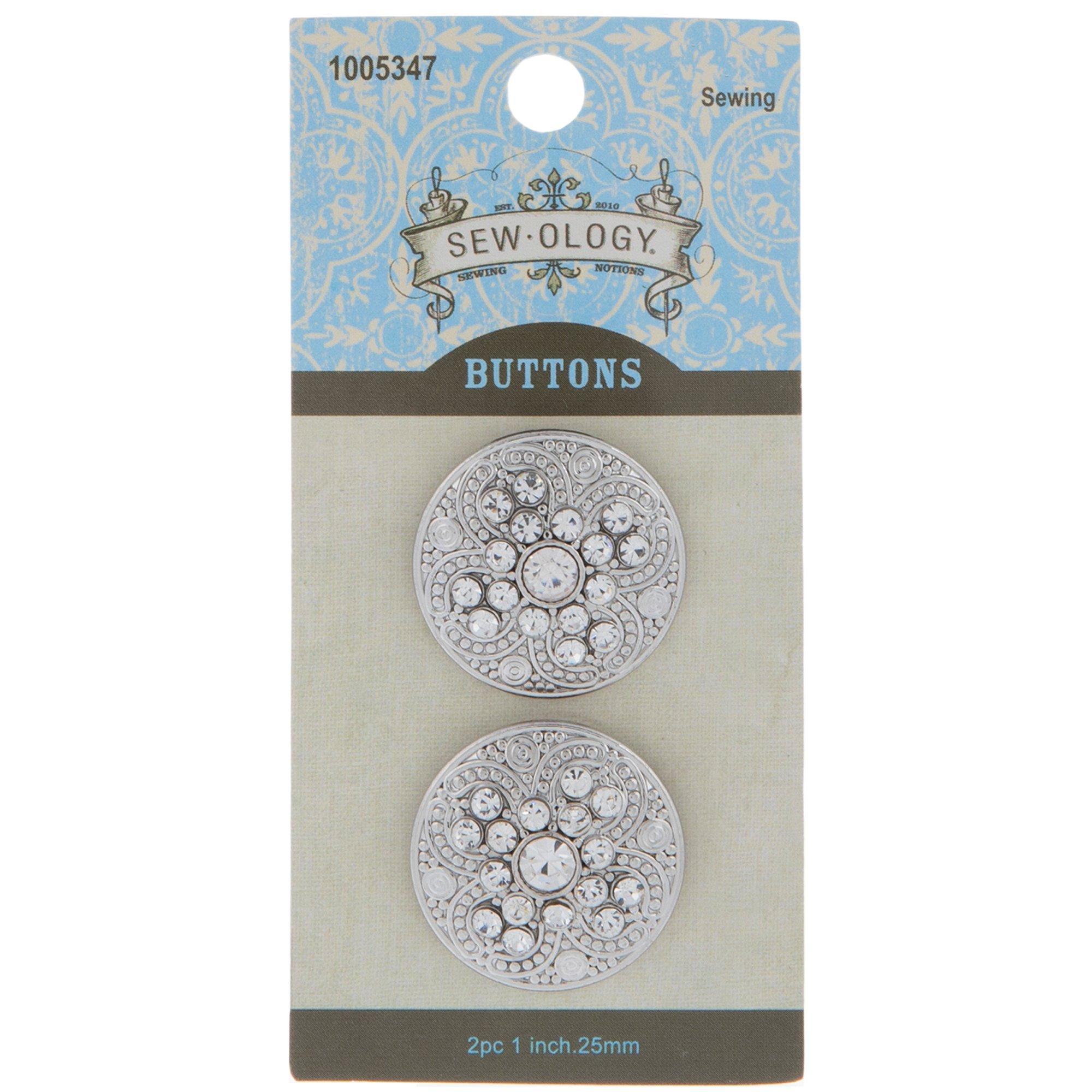 Rhinestone Round Textured Shank Buttons - 25mm | Hobby Lobby | 1005347