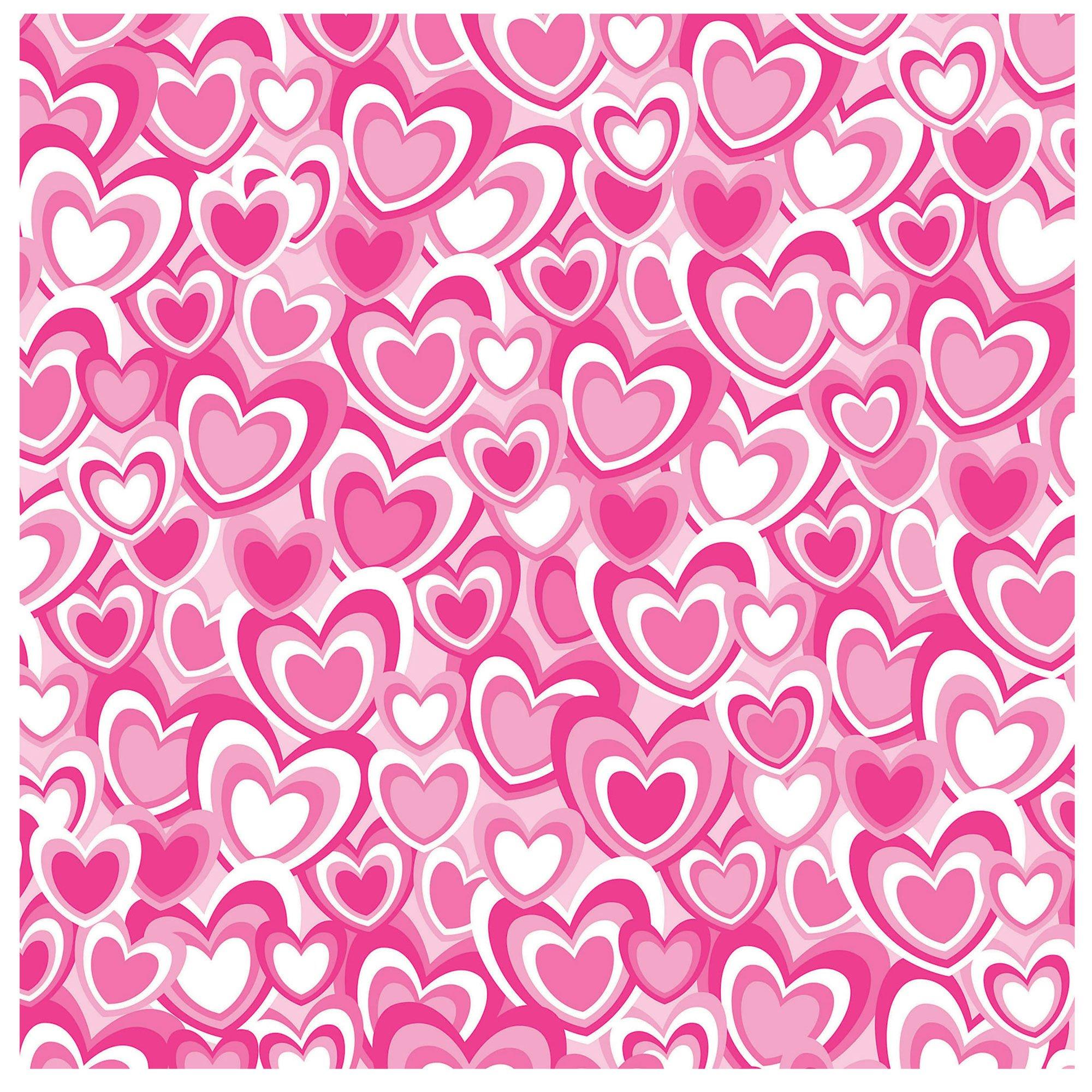 Pink Hearts Scrapbook Paper 12" x 12" Hobby Lobby 1009281