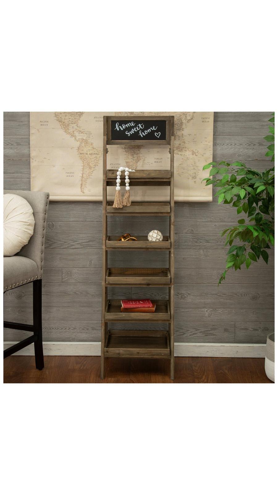 6 Tier Antique Farmhouse Wood Ladder Shelf | Hobby Lobby | 1040716, image size:900x1600