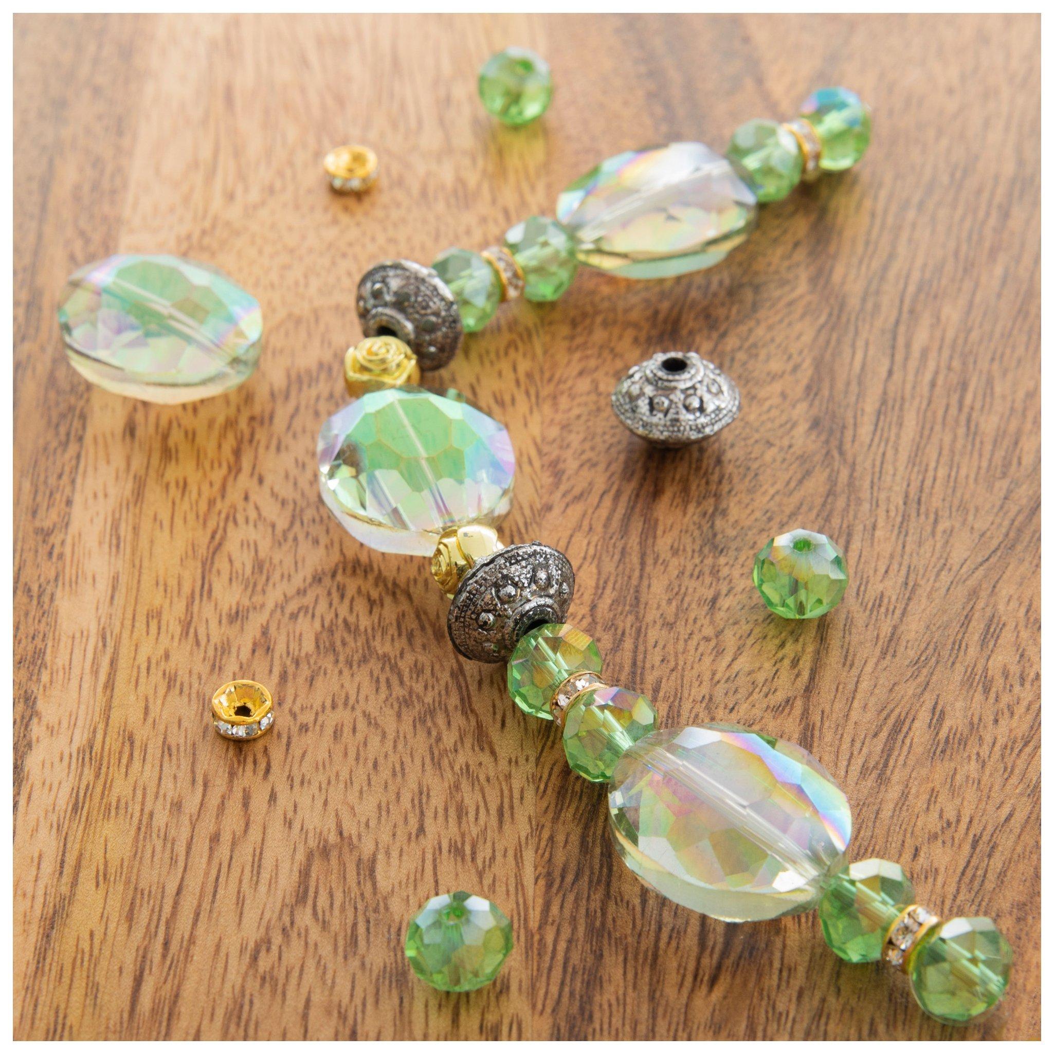 Mint Ornate Mixed Glass Bead Strand view 1